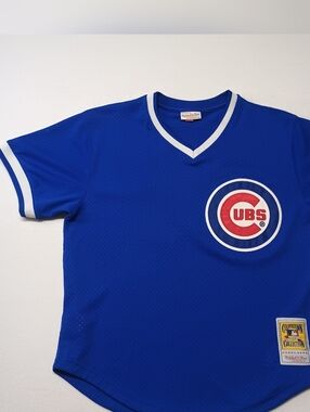 Mitchell And Ness Chicago Cubs  Blue Vintage Y2k Baseball Jersey with Logo